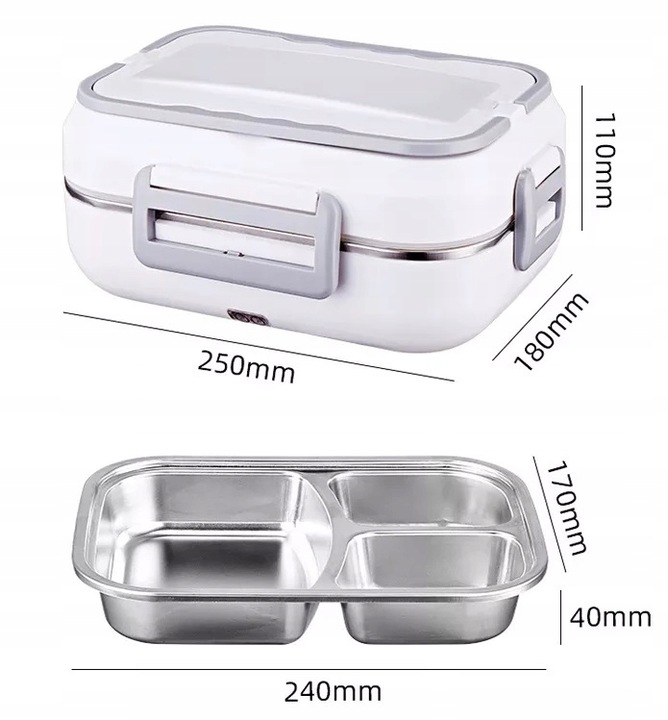 Elektryczny LUNCH BOX obiadowy POJEMNIK na jedzenie Termos podgrzewacz 40V