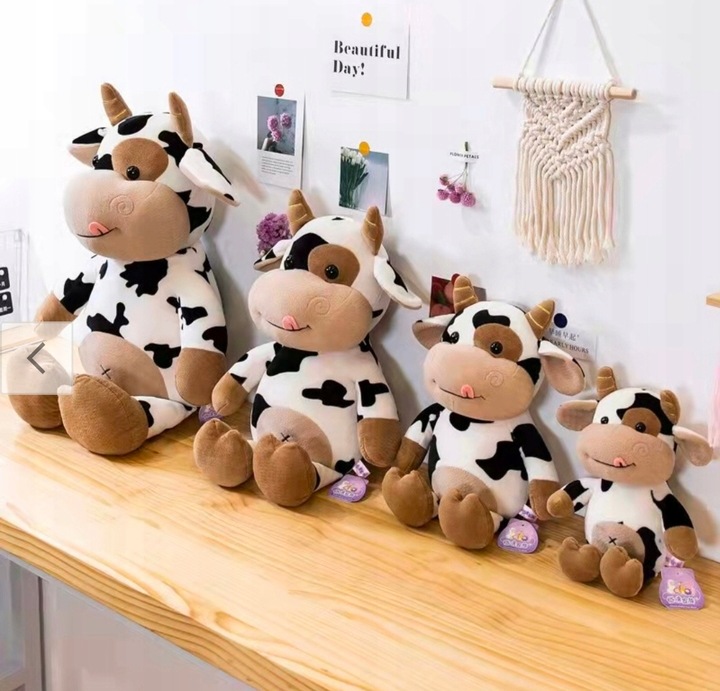 MASKOTKA PLUSZAK KROWA PRZYTULANKA PLUSZOWA ŁACIATA KRÓWKA 40CM
