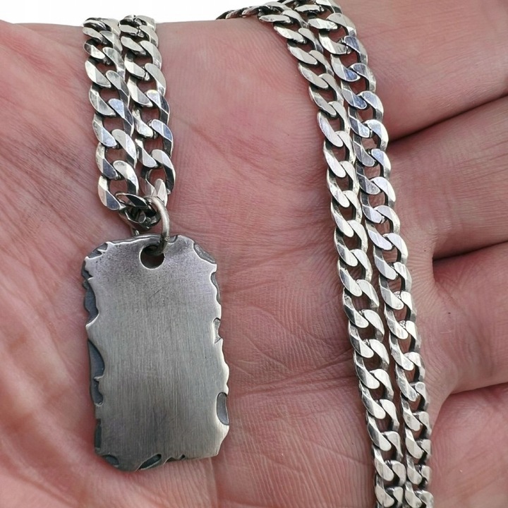 Unikatowy nieśmiertelnik Raw Edge Twój grawer s925 zawieszka na łańcuszek