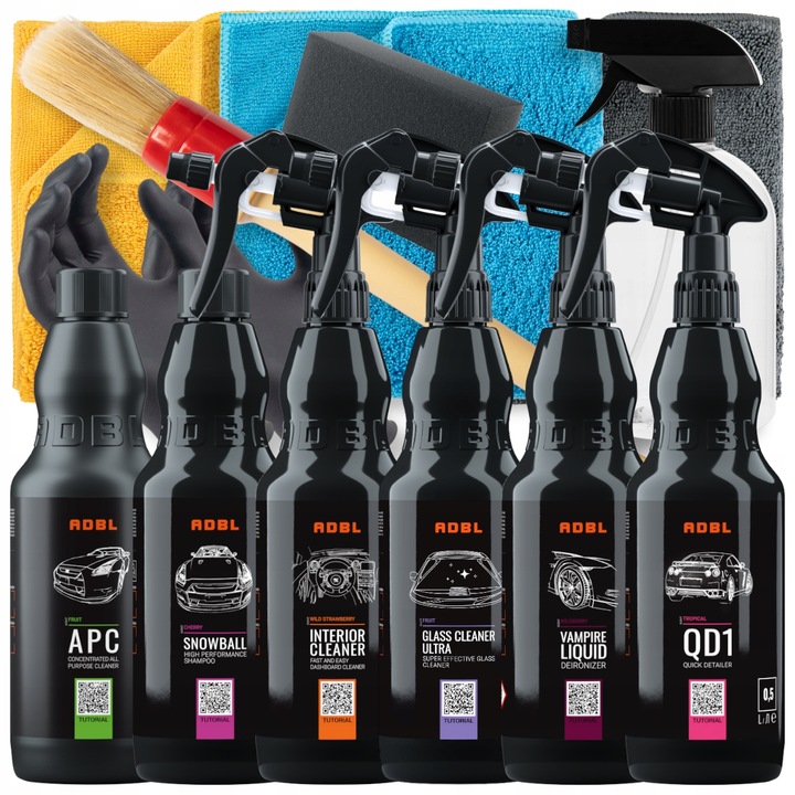 ADBL DUŻY ZESTAW KOSMETYKÓW DO CZYSZCZENIA AUTA AKCESORIA DETAILING PREZENT