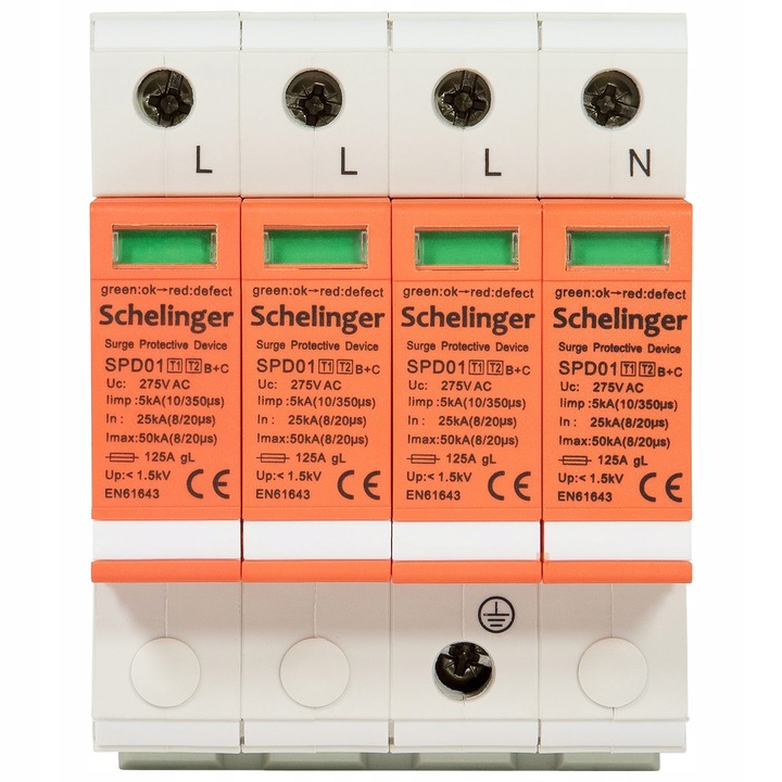 OCHRONNIK PRZEPIĘĆ 4P 5kA KLASA T1+T2 (B+C) SCHELINGER A51-SPD01-4P-B+C