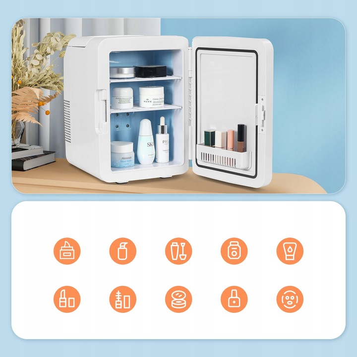 MINI PRZENOŚNA LODÓWKA 10 LITRÓW 12V 230V LUSTRZANA