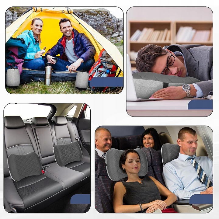 PODUSZKA SAMOPOMPUJĄCA Z POKROWCEM 43X28 KEMPING POD NAMIOT WYGODNA LEKKA