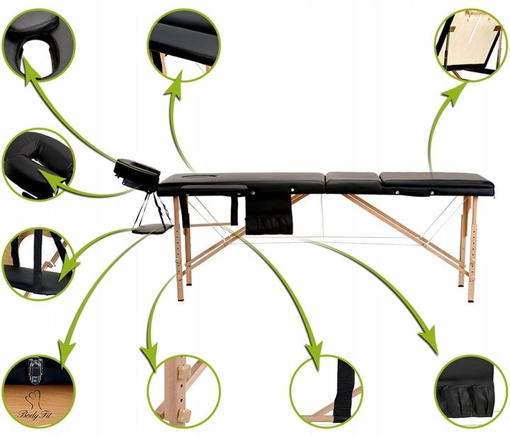 ŁÓŻKO DO MASAŻU STÓŁ KOSMETYCZNY 3-SEGMENTY +TORBA