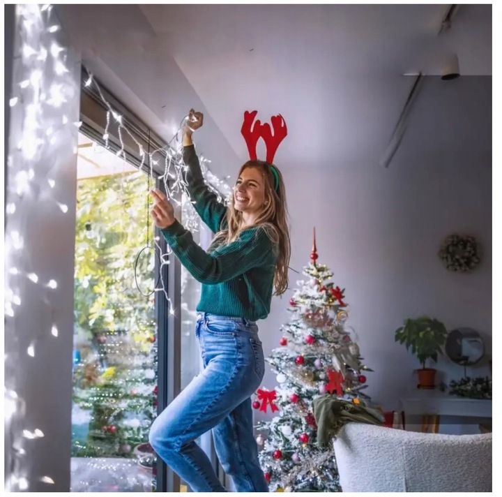 SOPLE 500 LED biały zimny + FLASH LAMPKI ZEWNĘTRZNE 23m GIRLANDA Kurtyna