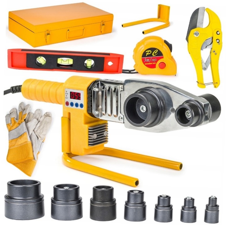 ZGRZEWARKA POLIFUZYJNA LCD DO RUR PCV PP 2800W 7-MATRYC 16-63 + WALIZKA