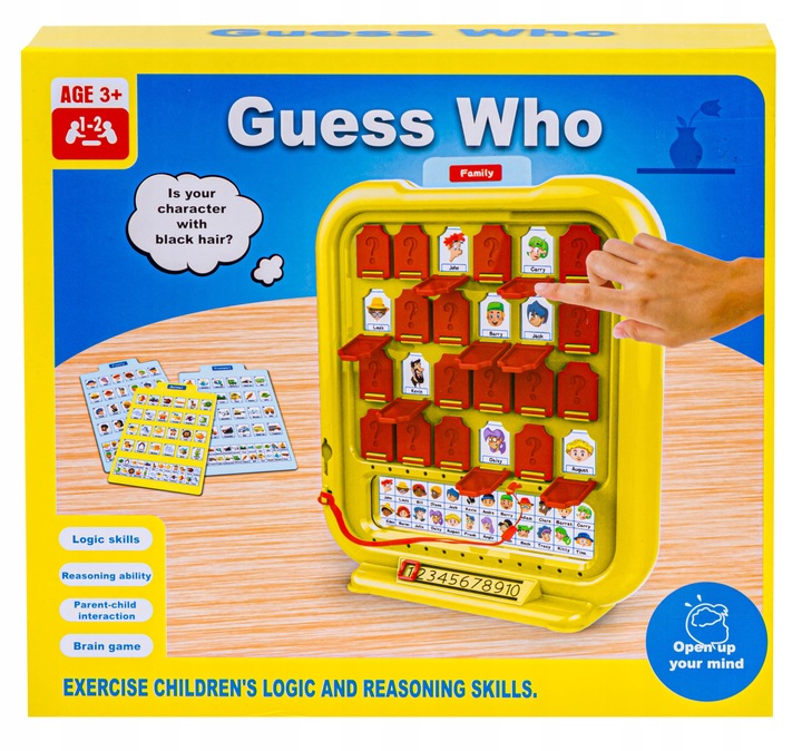 Gra Rodzinna Pamięciowa Edukacyjna "Zgadnij Kto?" 4 Plansze Tablica Karty