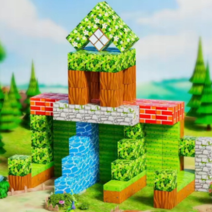 KLOCKI MAGNETYCZNE SZEŚCIANY 100 KLOCKÓW +2 FIGURKA MOCNE