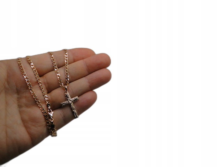 Złoty łańcuszek stal chirurgiczna z krzyżykiem