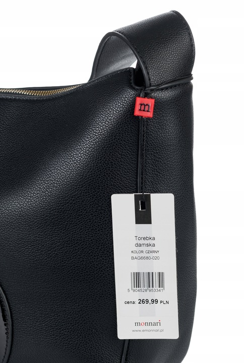 Torebka DUŻA Listonoszka MONNARI CZARNA LOGO Pojemna Praktyczna do pracy