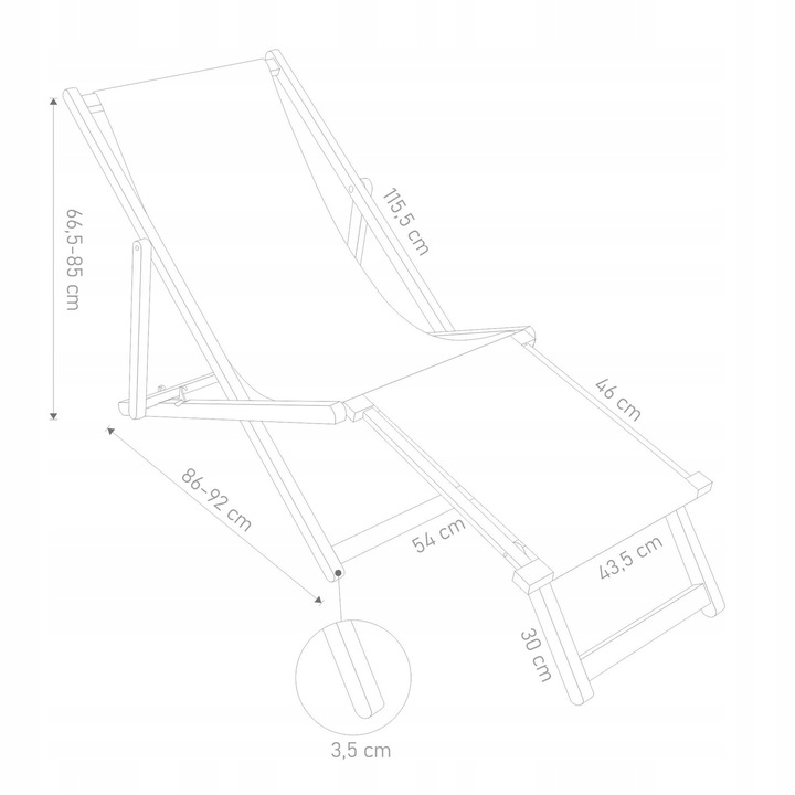 Leżak Drewniany z Podnóżkiem na Balkon Taras Ogród Plażę Nadruk Wzory Mix