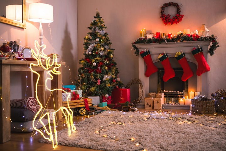 Lampki Zewnętrzne Dekoracja Ozdoba Świąteczne Renifer LED Neon Biały IP44