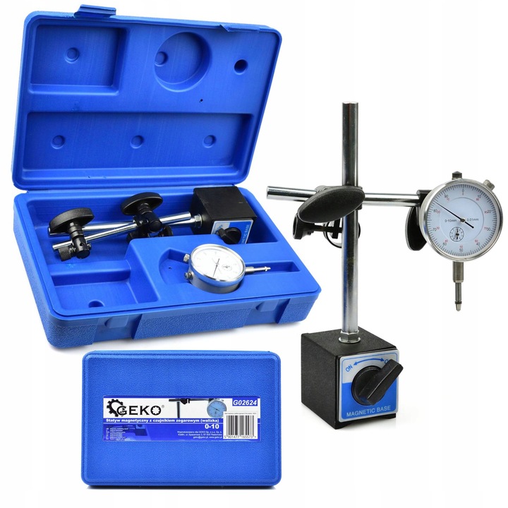 CZUJNIK ZEGAROWY + STATYW DO SPRAWDZANIA BICIA TARCZ W WALIZCE