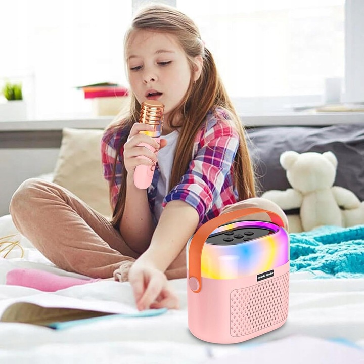 PRZENOŚNY BEZPRZEWODOWY ZESTAW KARAOKE GŁOŚNIK BLUETOOTH 2X MIKROFON RGB