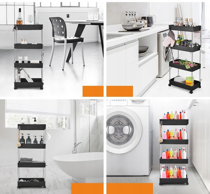 DUŻA PÓŁKA ŁAZIENKOWA KUCHENNA SZAFKA NA KÓŁKACH REGAŁ 4 POZIOMOWY WÓZEK