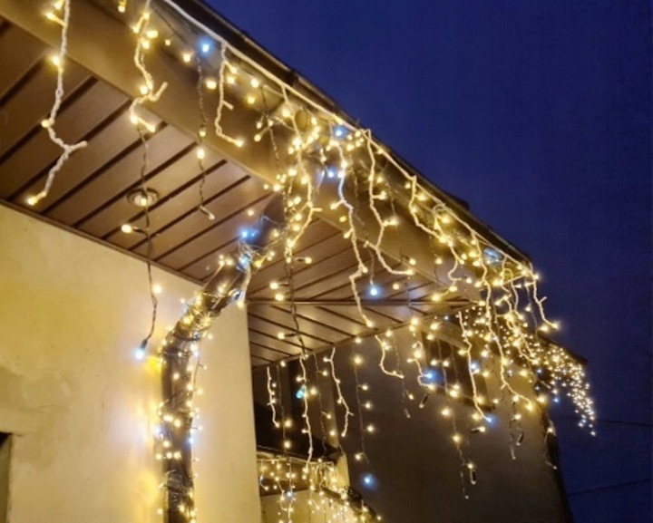 GIRLANDA SOPLE 200 LED 8M STAŁE BIAŁE CIEPŁE EFEKT FLASH FLESZ ZEWNĘTRZNE