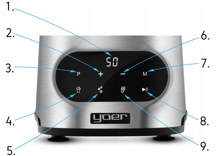 Blender kielichowy Automatyczny Tritan Yoer INOX 2,4L 2200W +Sito do soku