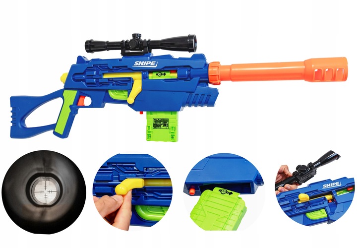 SNAJPERKA SNIPE PISTOLET KARABIN SNAJPERSKI PLUS STRZAŁKI NERF zestaw