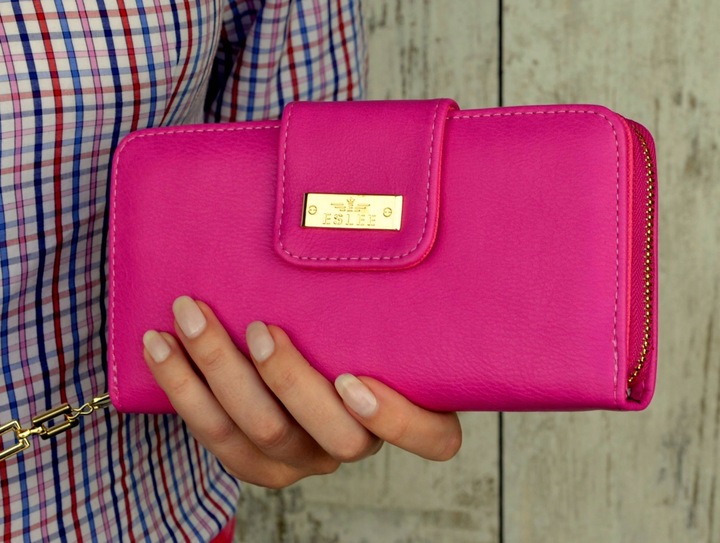 PORTFEL DAMSKI DUŻY TOREBKA NA ZAMEK PODWÓJNY MODNY ORGANIZER SUWAK STYLOWY