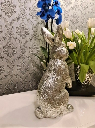FIGURKA OZDOBNA - SREBRNY ZAJĄC KRÓLIK model I