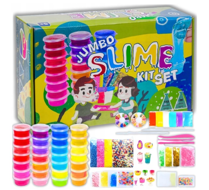ZESTAW SLIME DO ROBIENIA GLUTÓW WIELKI KREATYWNY 120w1 BOX PREZENT XXL