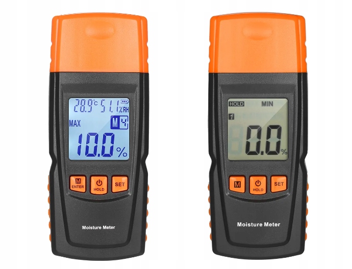 WILGOTNOŚCIOMIERZ MIERNIK WILGOTNOŚCI DO DREWNA 4 GRUPY POMIARU 9V+ BATERIE