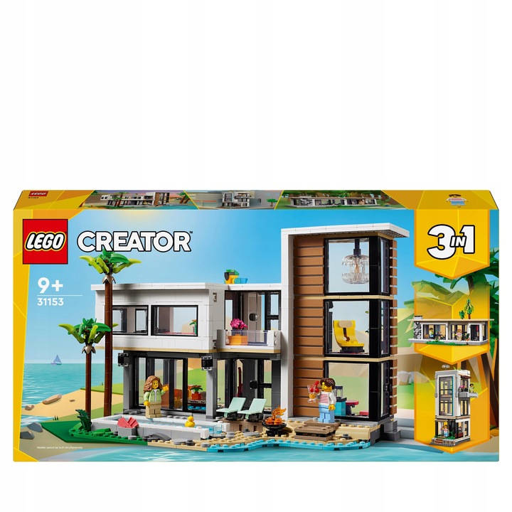 LEGO Creator 3w1 31153 Nowoczesny Dom Przy Plaży Kamienica Leśna Chatka