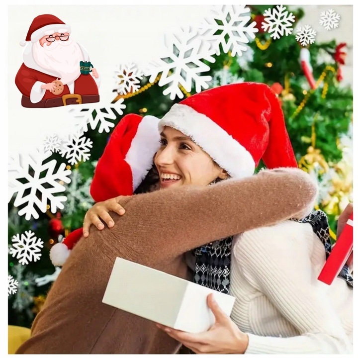 6 x CZAPKA ŚWIĘTEGO MIKOŁAJA z Pomponem Miękka Wysoka Jakość