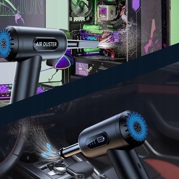 ODKURZACZ RĘCZNY SAMOCHODOWY BEZPRZEWODOWY DO AUTA DOMU 2W1 DMUCHAWA