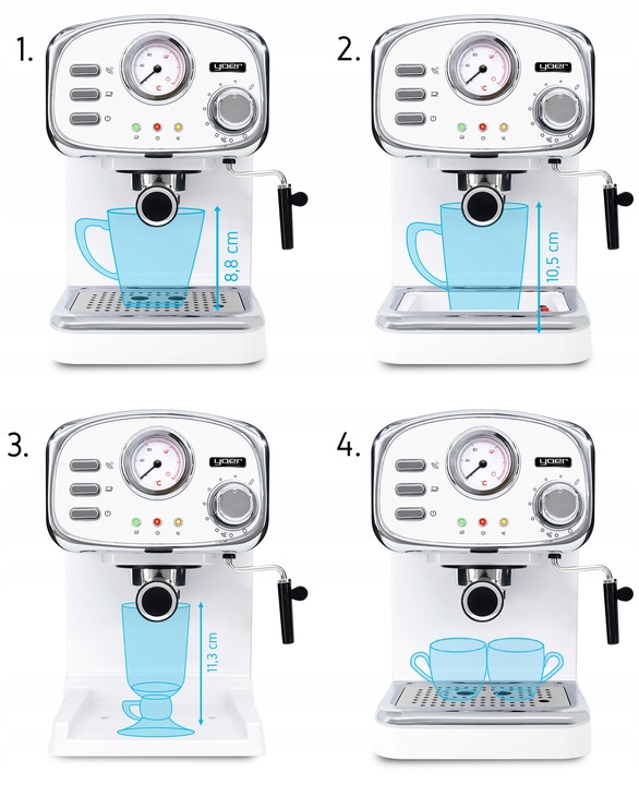 Kolbowy ekspres ciśnieniowy Yoer Breve 1100 W biały