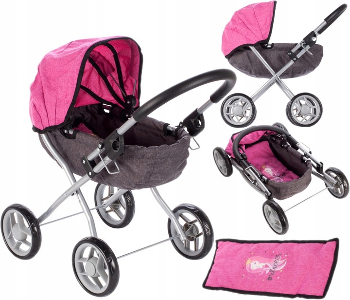 WÓZEK GŁĘBOKI DLA LALEK GONDOLA SKŁADANY I LEKKI PREZENT DLA DZIEWCZYNKI