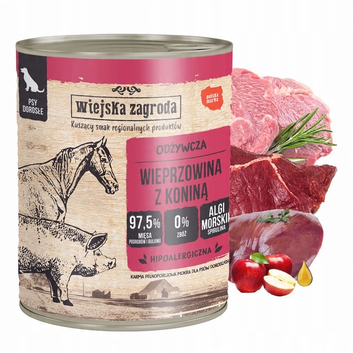 WIEJSKA ZAGRODA Mix Smaków karma dla psa mokra puszka 6 x 800g bezzbożowa