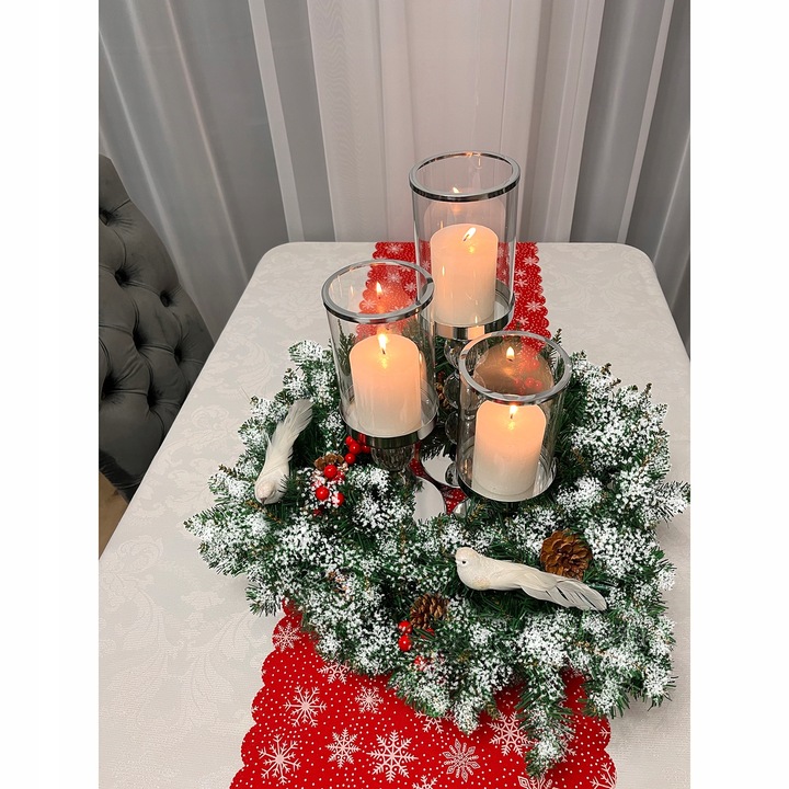 STROIK ŚWIĄTECZNY WIANEK NA DRZWI DEKORACYJNY OZDOBNY OZDOBA 45CM OŚNIEŻONY