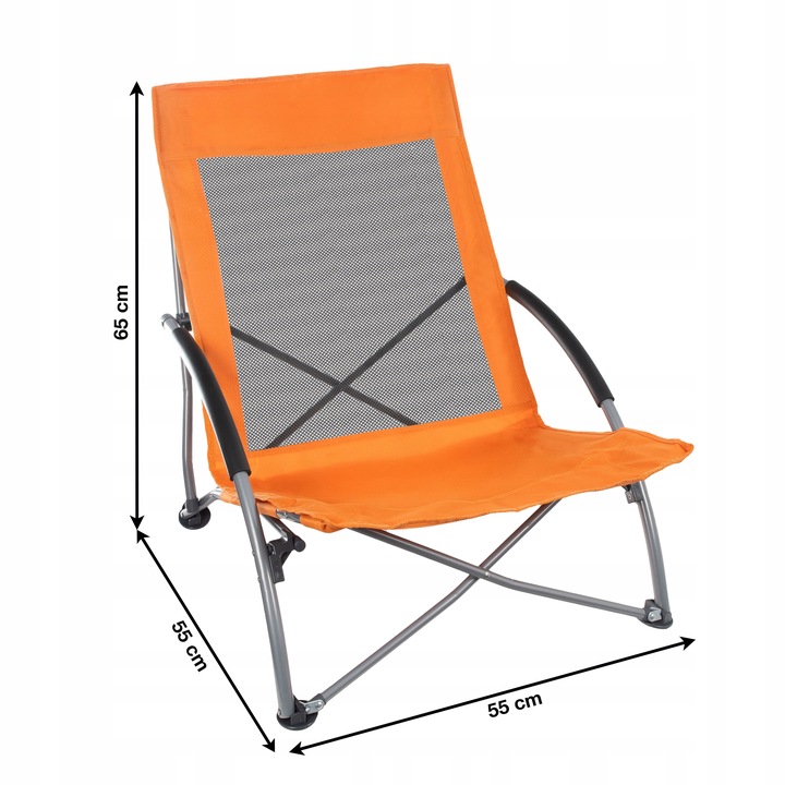 Krzesło turystyczne składane kempingowe z oparciem plażowe z pokrowcem P