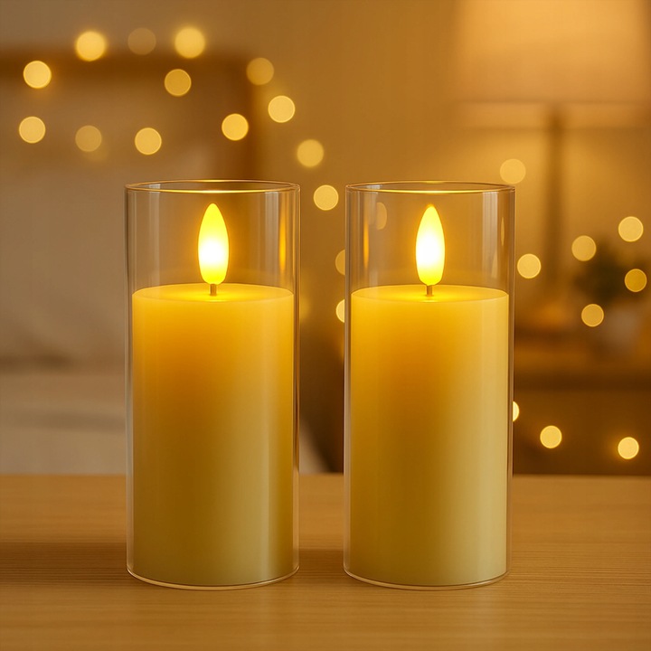 Świeca LED Filarowa - 12x Bezpłomieniowe Świece Dekoracyjne 17,5 cm