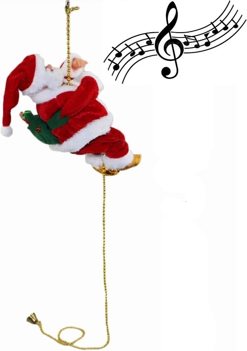 Wspinający się Mikołaj na Linie 100cm Melodyjka Prezent na Święta góra,dół