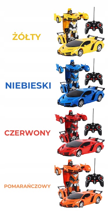 AUTO TRANSFORMER ROBOT NA PILOTA 2W1 SAMOCHÓD NA PILOT RÓŻNE KOLORY RC