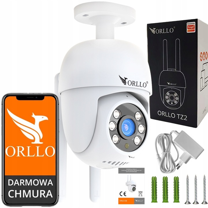 Kamera IP WiFi Zewnętrzna Obrotowa Bezprzewodowa 4Mpx ORLLO TZ2 PRO +GRATIS