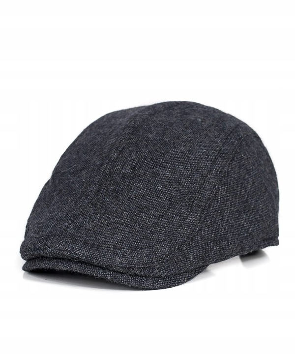 Kaszkiet Męski Wiskoza Wełna Czapka Jesienno-Zimowa Elegancki Grafitowy