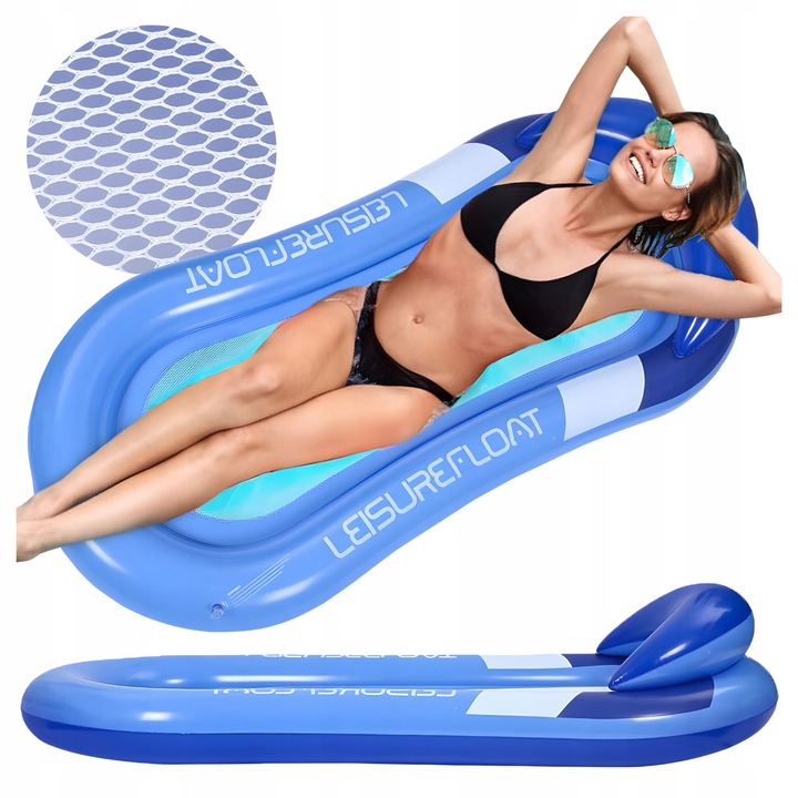 MATERAC do pływania dmuchany z siatką HAMAK LEŻAK WODNY na basen plażę wodę
