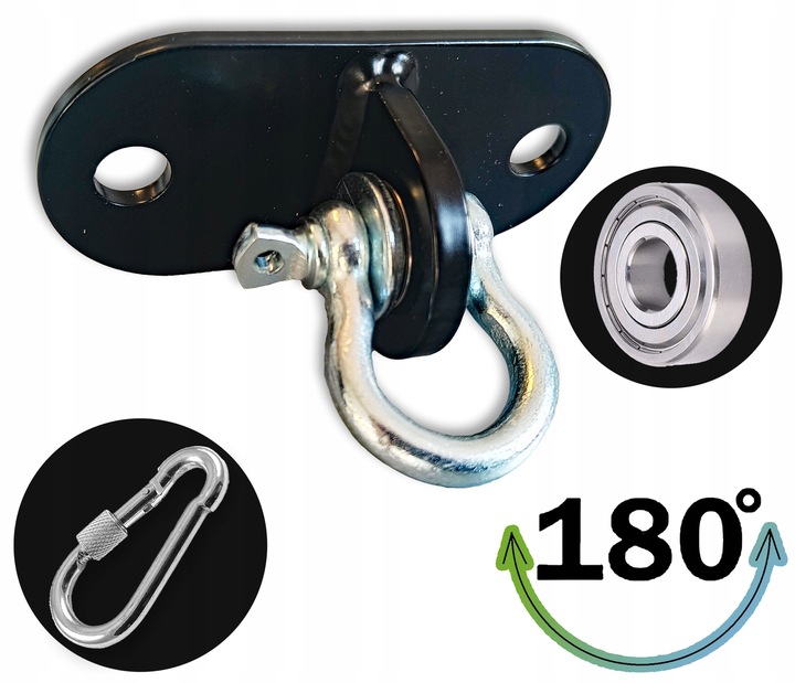 Uchwyt sufitowy z ŁOŻYSKIEM i szeklą mocowanie łożyskowane wieszak hak