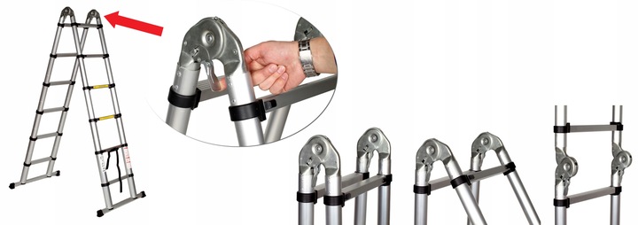 DRABINA TELESKOPOWA wys. rob. 4,6m / na schody HIT