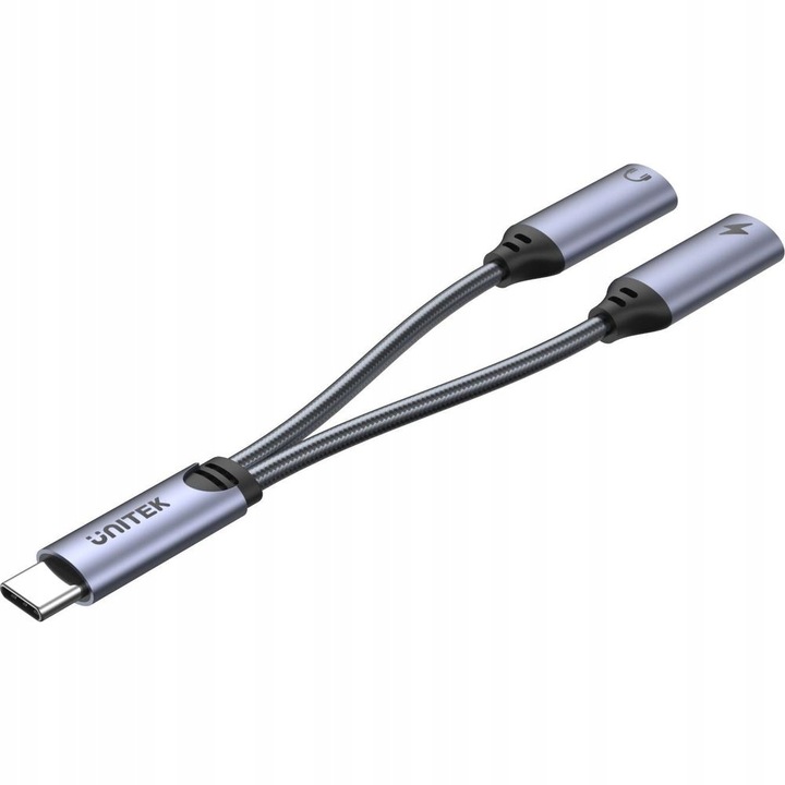 Adapter, przejściówka Unitek, USB-C na 1x port USB-C audio, 1x USB-C 18W PD
