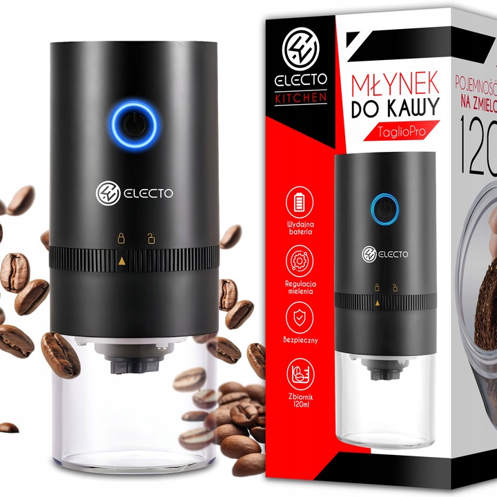 MINI ELEKTRYCZNY MŁYNEK DO KAWY BEZPRZEWODOWY PRZENOŚNY USB AKUMULATOR