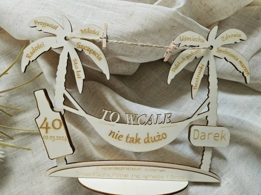 PREZENT na urodziny 20 30 40 50 60 70 grawerowany dowolne imię PALMA grawer