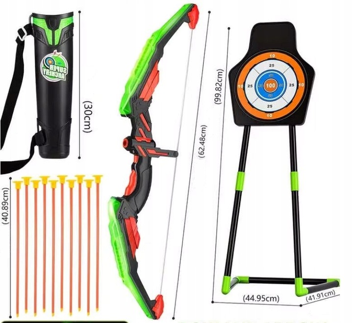 DUŻY ŁUK LED ŚWIECĄCY STRZAŁY TARCZA KOŁCZAN BEZPIECZNY ZESTAW STRZELECKI