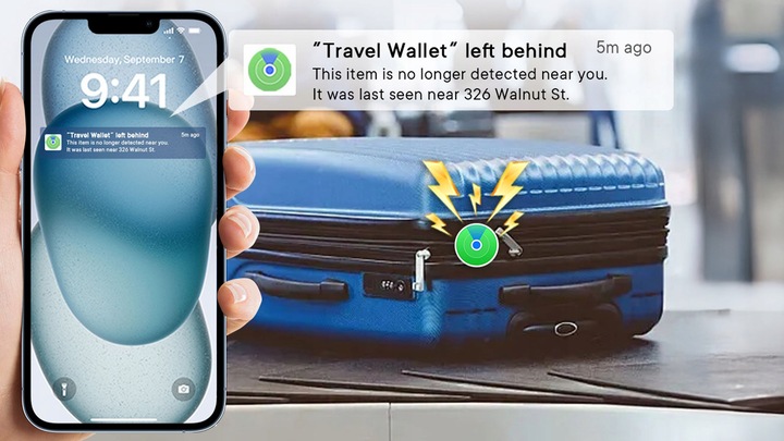 Lokalizator GPS MILI portfel podróżny z lokalizatorem MiTag APPLE IOS