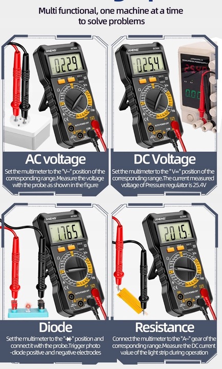 Miernik Multimetr Cyfrowy ANENG SZ304 funkcja HOLD