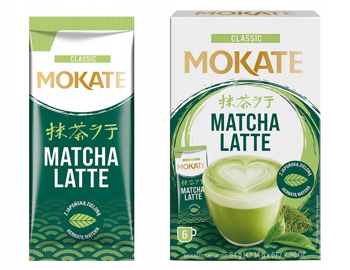 Pyszna Matcha Latte Instant w Proszku Japońska Zielona Herbata 5szt. Mokate