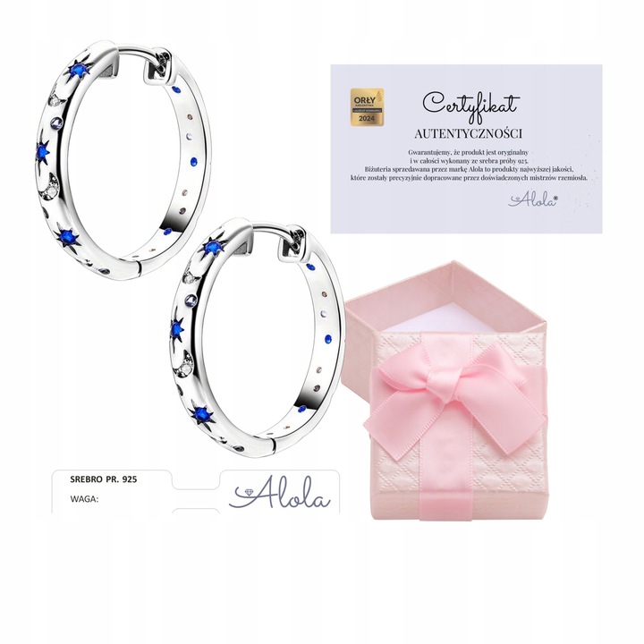 KOLCZYKI SREBRNE KÓŁKA DLA DZIEWCZYNKI NASTOLATKI GWIAZDA KSIĘŻYC PREZENT